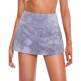 Soothfeel Pleated Tennis Skirt for Women with Pockets Women's High Waisted Athletic Golf Skorts Skirts for Workout Running（Tie Dye Purple, M）