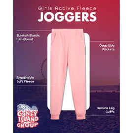 Coney Island Girls’ Sweatpants – 3 Pack Active Fleece Jogger Pants with Pockets – Performance Sweatpants for Girls (5-16), Size 6X, Black/Mauve/Heather Grey