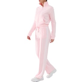 DITOK Track Suits for Women Set 2 Piece Spring Lounge Outfits Zip Up Sweatshirt & Sweatpants with Pocket Jogger Sweatsuits, Pink