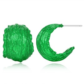 LILIE&WHITE Green Earrings Hypoallergenic Green Metal Drop Earrings for Women - Lightweight, Tarnish-Resistant Circular Earrings with Hammered Texture - Elegant Jewelry for Everyday