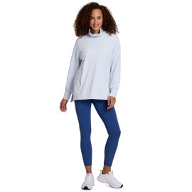 RBX Cowl Neck Sweater for Women, Lightweight Ultra Soft Plush Fleece Pullover Sweatshirt with Relaxed Fit for Hiking, Yoga, Fashion Outfits Icy Blue L