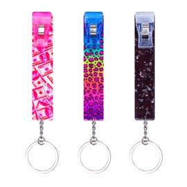 ZYTONGMAO 3PCS Credit Card Puller, Cute Debit Bank Card Grabber for Long Nails ATM Keychain Women with Plastic Clip (C)