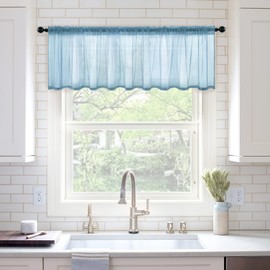 MIULEE Half Window Sheer Curtains Rod Pocket Translucent Voile Drapes Extra Wide for Small Window Kitchen Cafe One Panel 54 x 18 Dusty Blue