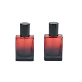 2 Pack 30ml Gradient Color Glass Atomizer Perfume Spray Bottle,Refillable Empty Perfume Spray Bottles for Travel,Fine Mist Sprayer Containers for Essential Oil Cosmetic(Red&Black)