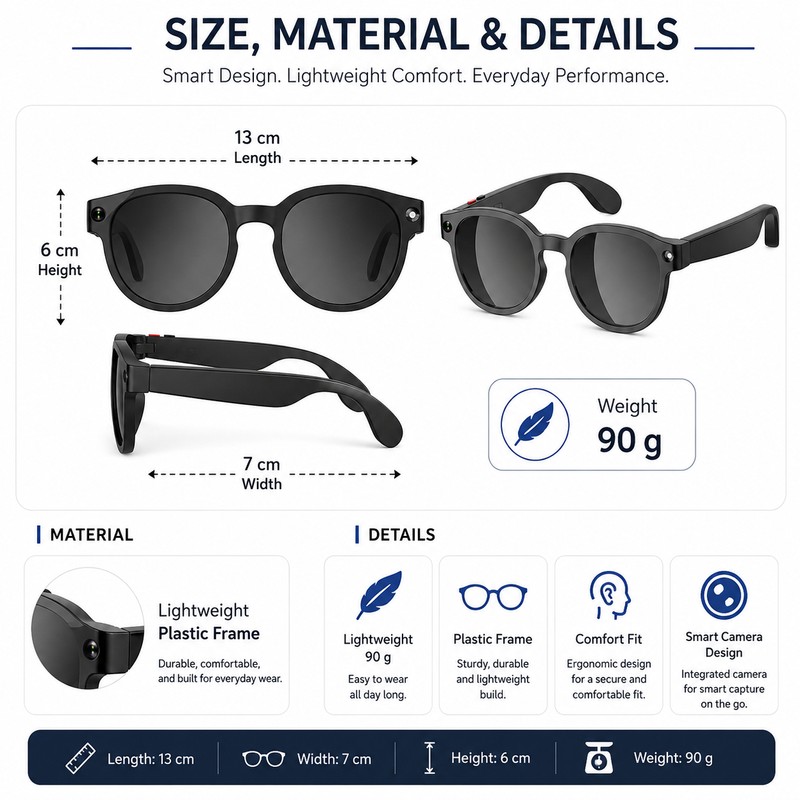 AI Smart Glasses for Calls and Music – Bluetooth Sunglasses