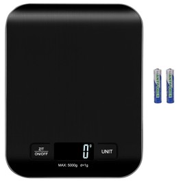 Emarful Kitchen Food Digital Scale Compact Portable Postal Scale for Small Business Packages, Food, Handmade Goods, Liquids, with Large LCD Display High-Precision 1g Accuracy (Black Battery(5kg/1g))