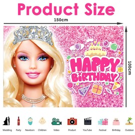 JAHEMU Princess Background Children's Birthday Party Background Princess Photo Background Baby Shower Party Decoration Accessories