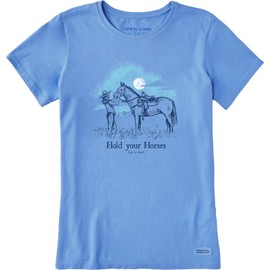 Life is Good - Womens Storybook Hold Your Horses Crusher T-Shirt, Color Cornflower Blue, Size: XXX-Large