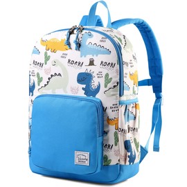 Vaschy Kids Backpack, Kindergarten, Nursery School, Elementary School, Girls, Boys, Cute, Lightweight, Daypack, With Chest Strap, blue dinosaur