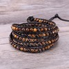 KELITCH Synthetic Tiger Eye Gems Beads 5 Wrap Bracelet Leather