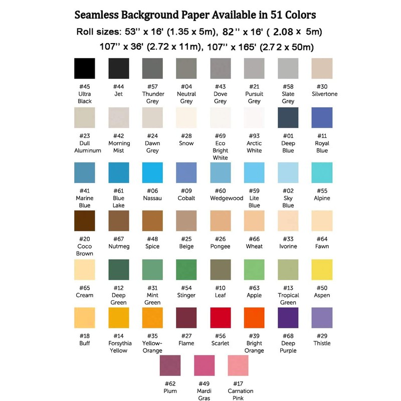 Huamei Seamless Photography Background Paper, Photo Backdrop Paper 53-Inches Wide