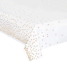 hapray 4 Pack Plastic Tablecloths for Rectangle Tables, Waterproof Disposable Party Table Cloths with Gold Dot, Rectangular Table Covers for Decorations, Baby Shower, Birthday, Wedding, New Year