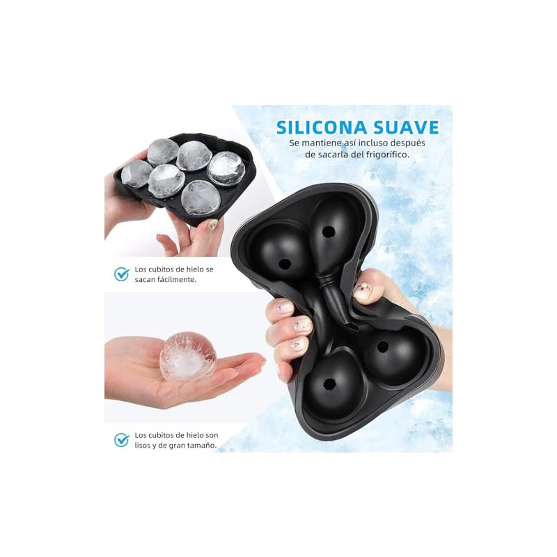 3PCS Bandejas de Cubitos de Hielo, Moldes Grandes de Silicona