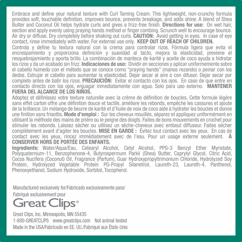 GREAT CLIPS Solutions Curl Taming Cream, 6oz | Enhance &