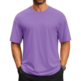Cotrasen Men's T-Shirts Short Sleeve UPF 50+ Moisture Wicking Cooling Casual Slightly Loose Solid Curved Hem Tee Tops Purple