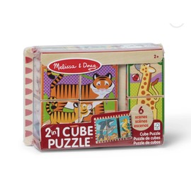 Melissa & Doug NEW Melissa & Doug Wooden Block Cube Puzzle 6 Animal Scenes Educational Classic