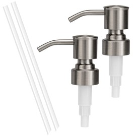 UHEY HOME Soap Dispenser Pump Replacement 304 Stainless Steel for Regular Mouth Bottle for Standard 28/400 Thread Size Kitchen Bathroom Lotion Refill Dispenser 2 Pack(Brushed Nickel)