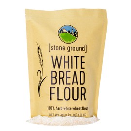 Hard White Whole Wheat Flour • Bread Flour • Non-GMO • 3 LBS • 100% Non-Irradiated • Kosher • USA Grown • Field Traced • Resealable Kraft Bag