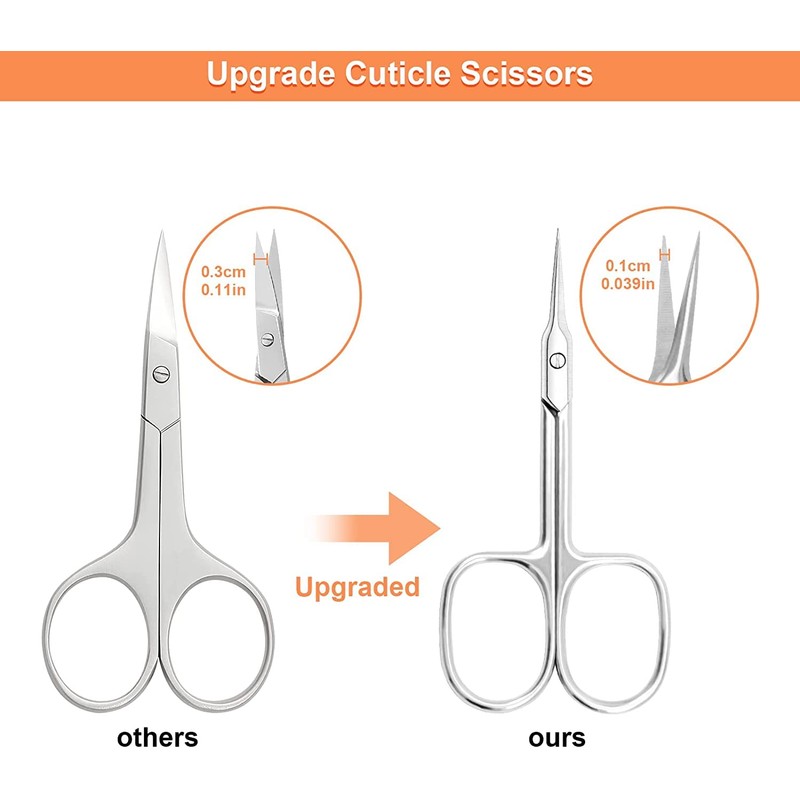 CGBE Professional Curved Tip Cuticle Scissors Stainless Steel Silver