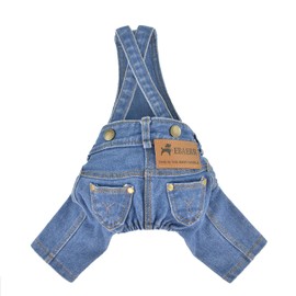 FLAdorepet Classic Dog Denim Jumpsuit Overalls,Dog Pet Cat Jeans Pants Clothes,Puppy Cowboy Costumes Outfits for Chihuahua Yorkie Dachshund (Dark Blue, Large)