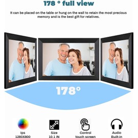 TEKXDD Digital Photo Frame WiFi, 10.1 Inch Electronic Photo Frame Built in 32GB Storage, Digital Picture Frame Auto-Rotation, 1280x800 Touch Screen, Wall Mountable, Share Moments Instantly