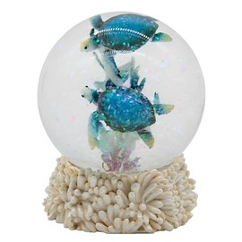 ICE ARMOR 4" H Blue Sea Turtle Glitter Snow Globe Statue Sculpture Ornament Decoration Home/Room Decor Ideas for Housewarming, Holidays and Birthdays Great Collectible Addition