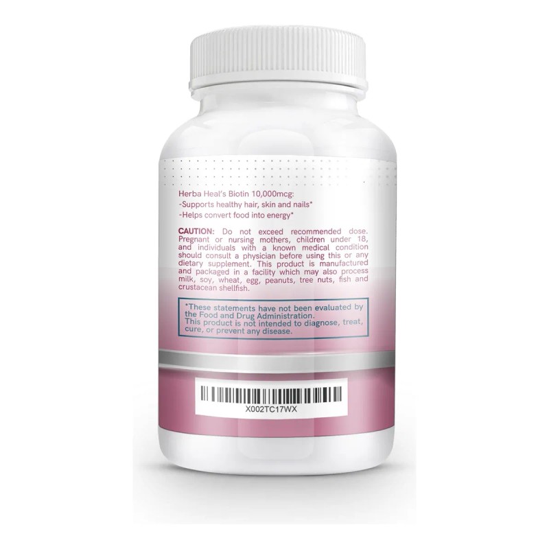Herba Heal Cápsulas Biotina 10000mcg Para Cabello Piel Uñas