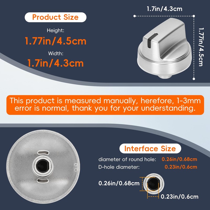 WB03X29315 Knob Fit for GE Stove Knobs Replacements (5 Pack),
