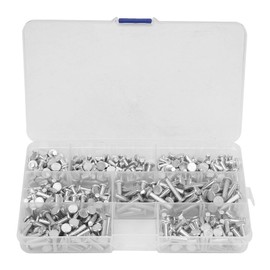 M4 Flat Head Solid Rivets Kit 350pcs Aluminum Rivets Set Length 4mm 6mm 8mm 10mm 12mm 16mm 20mm Fastener Blind Insert Nutserts Assortment Kit for Household Automobile Industry