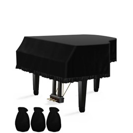 TINDTOP Grand Piano Cover, Velvet Dustproof Baby Piano Cover Washable Soft Bordered Decorated Full Triangle Piano Protective Cover (M)