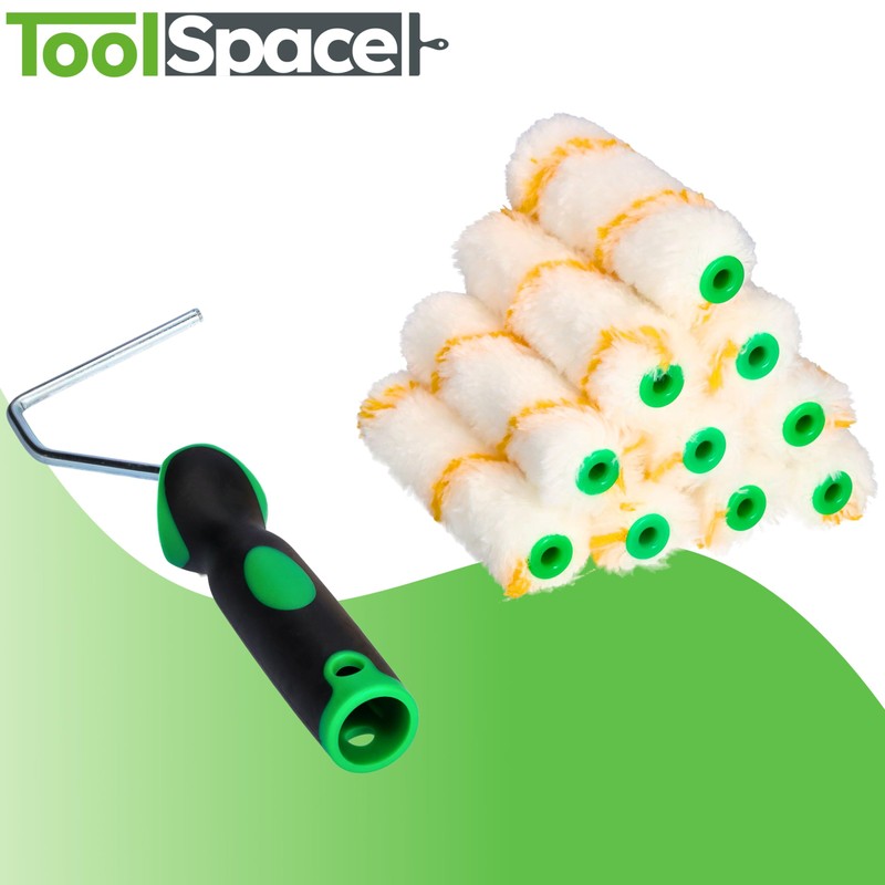 ToolSpace Set of 10 Paint Rollers + Handle - 11