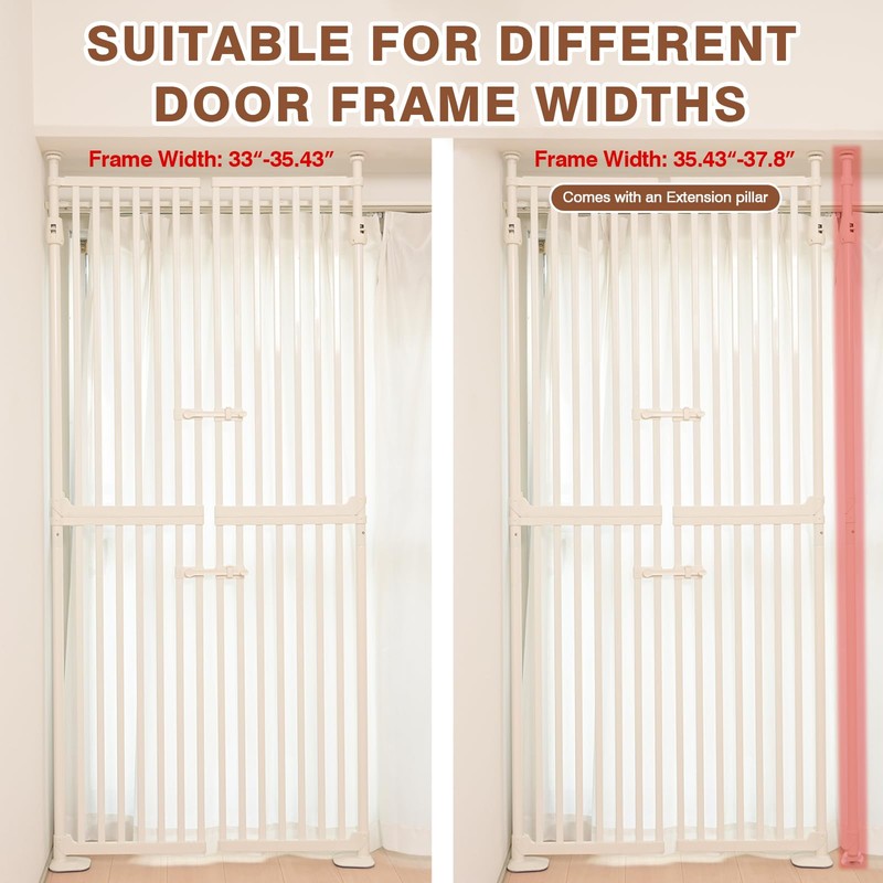 71" Extra Tall Cat Gate,Jump Proof Durable Adjustable Width 33-37.8",