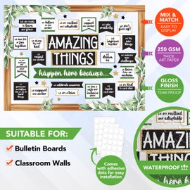 Decorably 105 Pcs Cutouts Modern Farmhouse Classroom Decor Farmhouse Set with Borders, Amazing Things Happen Here Bulletin Board - School, Bulletin Boards, Classroom Walls