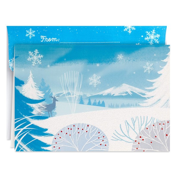 Hallmark Boxed Holiday Cards, Winter Woods (10 Cards and Designed Envelopes with Windows) (5XPX9449)