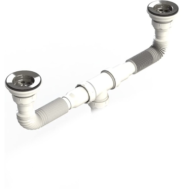 UZMAN Double Siphon, with Flexible Hose, Double Connection, Sink, Kitchen
