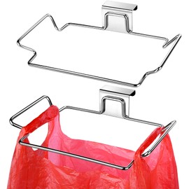 HNYYZL Trash Bag Holder,2 Pack Trash Bag Holder for Cabinet Door and Cupboards,Stainless Steel,Plastic Bag Holder Under Sink,Use for Kitchen,Bathroom,Camper,Rv