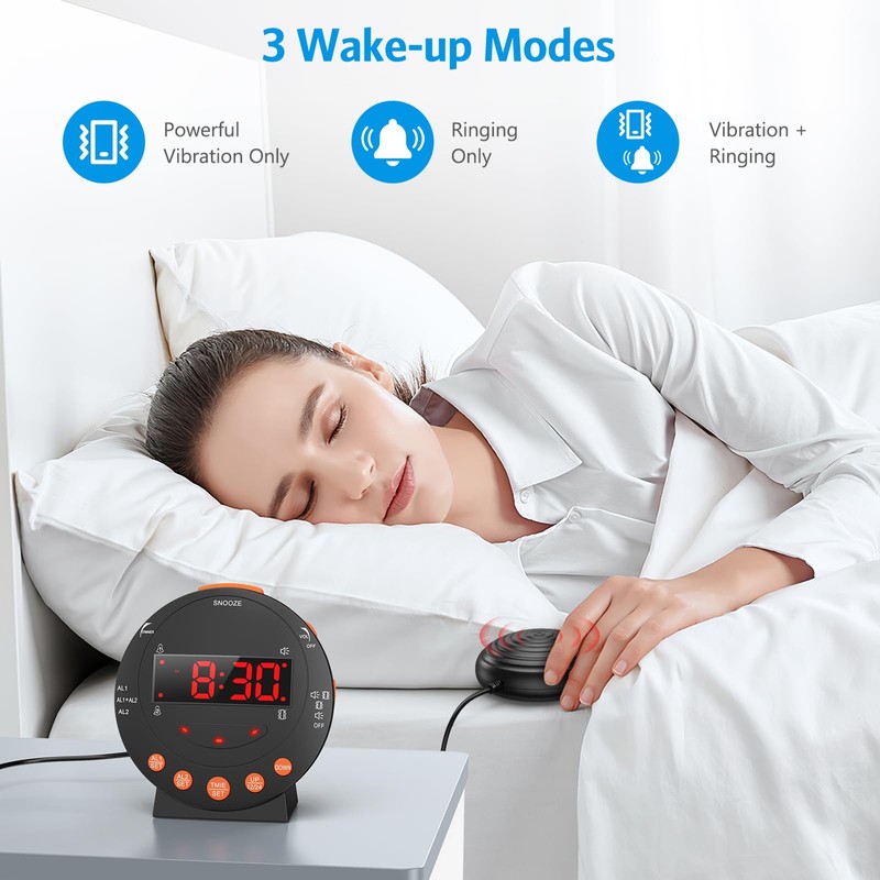 AMIR Dual Extra Loud Alarm Clock with Bed Shaker, Sonic