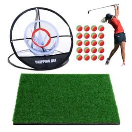 heizi Approach Practice Set Golf Mat Golf Net with 20 Balls Golf Practice Net (Regular Approach Net)