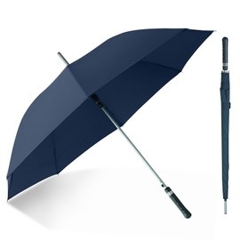 Trenovo 51in Ultralight 400T Fabric Automatic Open Umbrella for Rain and Sun, Waterproof & Windproof Compact Navy Blue Stick Umbrella for Men & Women, Suitbale for Business & Commuters