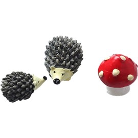 Zhuluck 3Pcs Fairy Wild Garden Accessories Resin Hedgehogs Mushroom Miniature Christmas Outdoor Animals Figurines for Plant Pots Bonsai Craft Decor Garden Miniatures