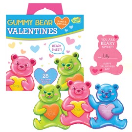 Peaceable Kingdom Gummy Bear Scented Valentines for Kids 28 Candy Scented Valentine’s Day Cards with Envelopes for Kids School Classroom Party Favors