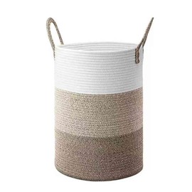 Large laundry basket, cotton rope woven storage basket for blankets, toys, dirty clothes in living room, bathroom, bedroom, 56L multifunctional storage basket