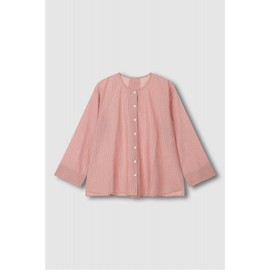 JAJU [JAJU] Women's Pure Cotton Long Sleeve Pajama Shirt_Dark Brick