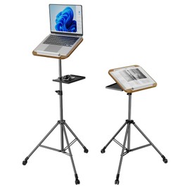 OATSBASF Floor Book Stand for Reading & Music Stand, Wood Book Stand with Removable Tray, Height Adjustment 31"-55", Floor Stand with Page Paper Clip for Music Sheets, Books, Laptops, Wood