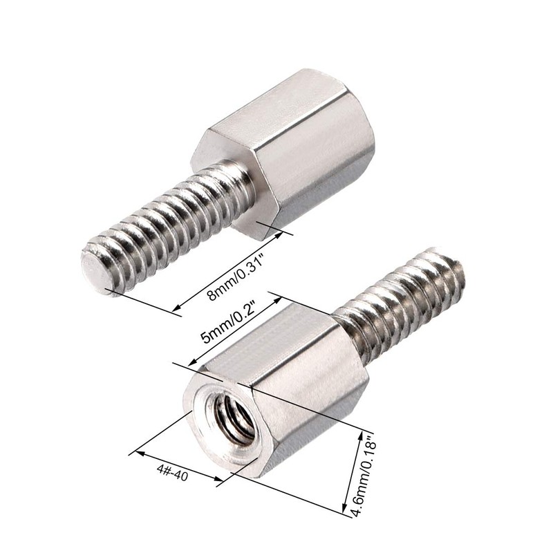 sourcing map 4#-40 5+8mm F/M Brass Hex Standoff Spacer Screws