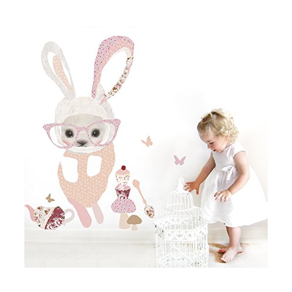Oopsy Daisy Bunny in Glasses Peel and Place, Pink, 54" x 30"