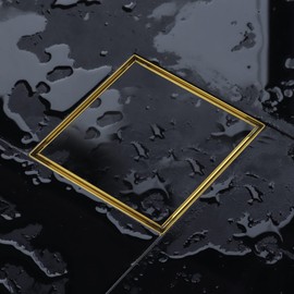 Bernkot Square Shower Drain 8", Brushed Gold Floor Drain with Tiled Insert Grate & Hair Strainer, 304 Stainless Steel Bathroom 2-in-1 Tiled in Drain, CUPC Certified (Brushed Gold, 8'')