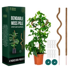 Bendable Moss pole-47 inches Moss Poles for Plant Support in Indoor Garden-Monstera Moss Poles for Climbing Plants- Velcro Tape and Floral pins Included (Pack of 2, 1)