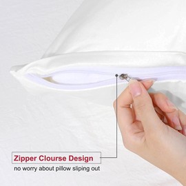 HEMUHOME Toddler Travel Pillowcases 2 Piece Zipper Closure - (14 x 20) Inches 100% Egyptian Cotton Travel Pillowcases 600 Thread Count Breathable Wrinkle & Fade Resistant - White
