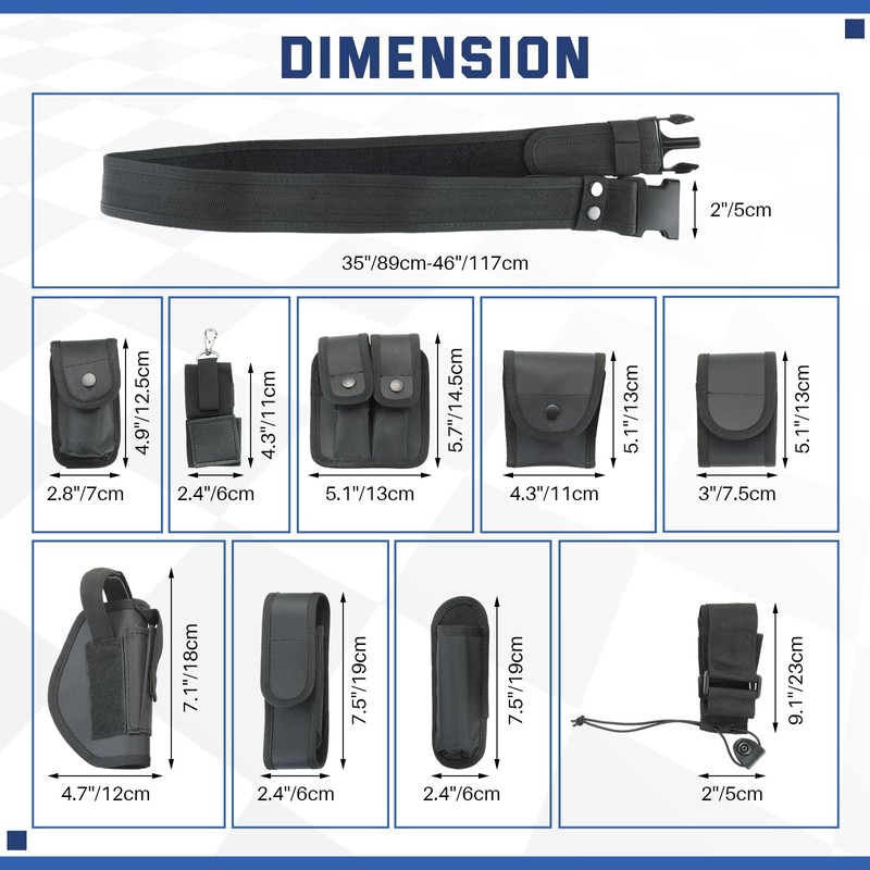 DASBET 10 in 1 Police Tactical Belt Security Guard Belt